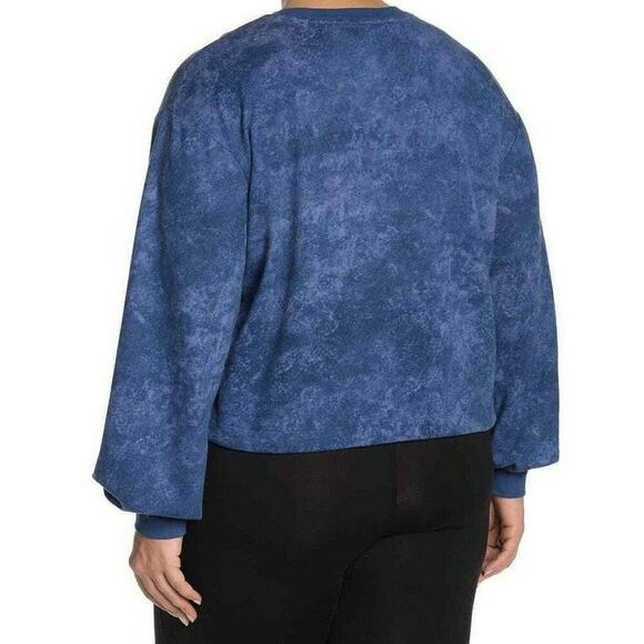 Z By Zella Women's Radial Cropped Sweatshirt Blue Tie Dye Crew Neck Plus 2X New - Picture 2 of 6